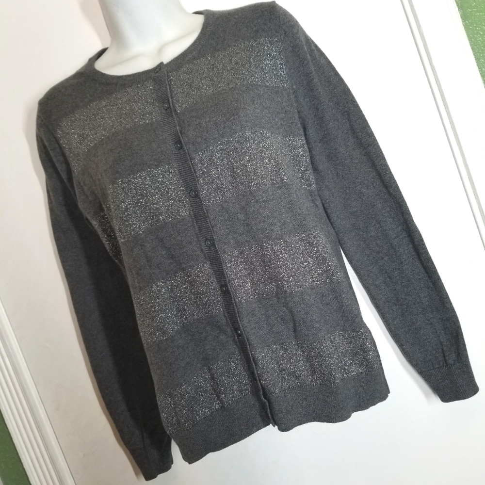 Size Small Old Navy Dark Grey Cardigan with silver sparkles